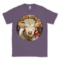 Lavender Charolais Heifer Christmas Classic Tee - RanaPortraitStore