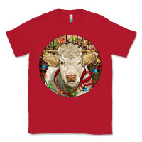 Red Charolais Heifer Christmas Classic Tee - RanaPortraitStore