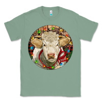 Sage Charolais Heifer Christmas Classic Tee - RanaPortraitStore