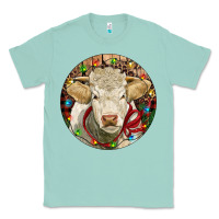 Seafoam Charolais Heifer Christmas Classic Tee - RanaPortraitStore