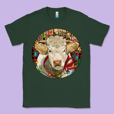 Charolais Heifer Christmas Classic Tee Designed By Ranaportraitstore