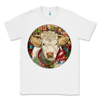 White Charolais Heifer Christmas Classic Tee - RanaPortraitStore