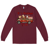 Burgundy it's christmas y'all truck with farm animals Long Sleeve Tee - RanaPortraitStore