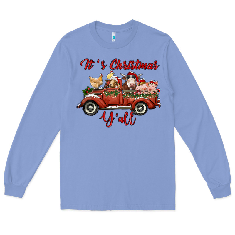 It's Christmas Y'all Truck With Farm Animals Long Sleeve Tee by RanaPortraitStore | Teevron