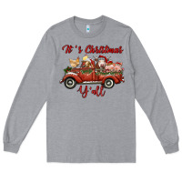 Heather Grey it's christmas y'all truck with farm animals Long Sleeve Tee - RanaPortraitStore
