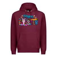 Burgundy happy easter coffee Premium Hoodie - CowhideDigitalArt