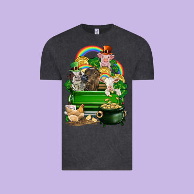 St. Patrick's Day Animal Truck Vintage Tee Designed By Cowgirlartshop
