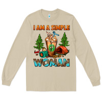 Mushroom I Am A Simple Woman Camping Frappe Long Sleeve Tee - FaDigitalArtStudio