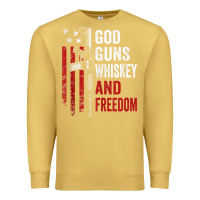Antique Gold God Guns Whiskey Freedom - Pro Gun American Flag Guns Arts Characters Premium Sweatshirt - maiPhamDesign