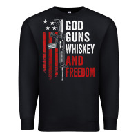 Black God Guns Whiskey Freedom - Pro Gun American Flag Guns Arts Characters Premium Sweatshirt - maiPhamDesign