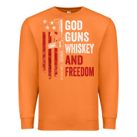 Carrot God Guns Whiskey Freedom - Pro Gun American Flag Guns Arts Characters Premium Sweatshirt - maiPhamDesign