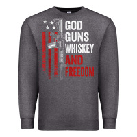 Charcoal Heather God Guns Whiskey Freedom - Pro Gun American Flag Guns Arts Characters Premium Sweatshirt - maiPhamDesign