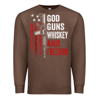God Guns Whiskey Freedom - Pro Gun American Flag Guns Arts Characters Premium Sweatshirt | Teevron