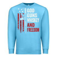 Ocean Blue God Guns Whiskey Freedom - Pro Gun American Flag Guns Arts Characters Premium Sweatshirt - maiPhamDesign