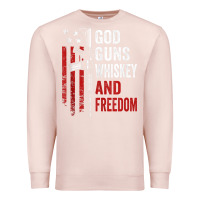 Pale Pink God Guns Whiskey Freedom - Pro Gun American Flag Guns Arts Characters Premium Sweatshirt - maiPhamDesign