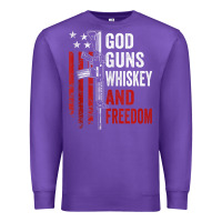 Purple God Guns Whiskey Freedom - Pro Gun American Flag Guns Arts Characters Premium Sweatshirt - maiPhamDesign