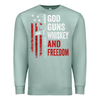 Seafoam God Guns Whiskey Freedom - Pro Gun American Flag Guns Arts Characters Premium Sweatshirt - maiPhamDesign
