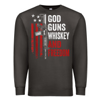 Smoke God Guns Whiskey Freedom - Pro Gun American Flag Guns Arts Characters Premium Sweatshirt - maiPhamDesign