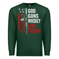 Sports Green God Guns Whiskey Freedom - Pro Gun American Flag Guns Arts Characters Premium Sweatshirt - maiPhamDesign