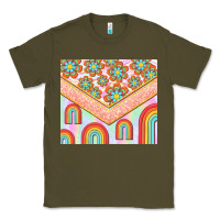 Army Green hippie rainbow and daisy Classic Tee - TumblerDesignByShophia