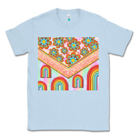 Dusty Blue hippie rainbow and daisy Classic Tee - TumblerDesignByShophia