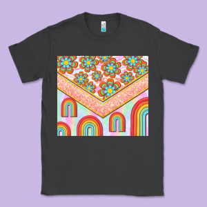 Hippie Rainbow And Daisy Classic Tee Designed By Tumblerdesignbyshophia