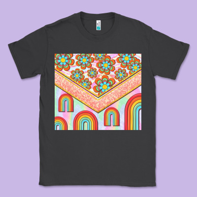 Hippie Rainbow And Daisy Classic Tee Designed By Tumblerdesignbyshophia
