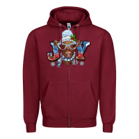 Burgundy Christmas snow cow joy Zipper Hoodie - BarkalooDesign