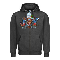 Charcoal Heather Christmas snow cow joy Zipper Hoodie - BarkalooDesign
