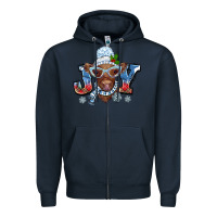 Navy Christmas snow cow joy Zipper Hoodie - BarkalooDesign