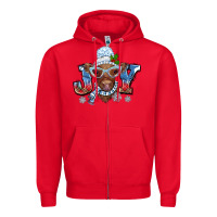 Red Christmas snow cow joy Zipper Hoodie - BarkalooDesign