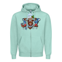 Seafoam Christmas snow cow joy Zipper Hoodie - BarkalooDesign