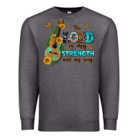 Charcoal Heather the lord is my strength and my song guitar with su Premium Sweatshirt - AdoDesignShop