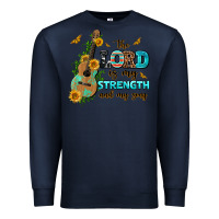 Navy the lord is my strength and my song guitar with su Premium Sweatshirt - AdoDesignShop