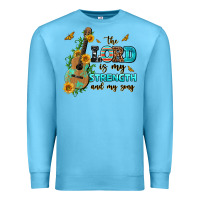 Ocean Blue the lord is my strength and my song guitar with su Premium Sweatshirt - AdoDesignShop