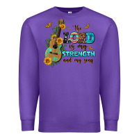 Purple the lord is my strength and my song guitar with su Premium Sweatshirt - AdoDesignShop