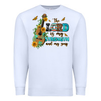 White the lord is my strength and my song guitar with su Premium Sweatshirt - AdoDesignShop