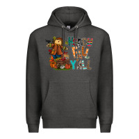 Charcoal Heather happy fall y all Premium Hoodie - CowhideDigitalArt