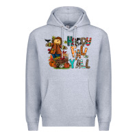 Heather Grey happy fall y all Premium Hoodie - CowhideDigitalArt