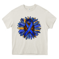 Cream Colon Cancer Awareness sunflower Heavy Core Tee - RanaPortraitStore