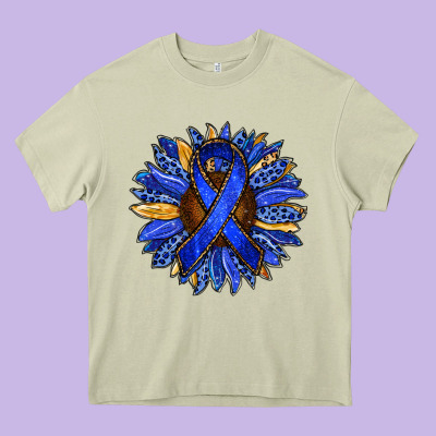 Colon Cancer Awareness Sunflower Heavy Core Tee Designed By Ranaportraitstore