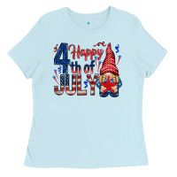 Baby Blue Happy 4th Of July with gnome Ladies Tee - HowdyJamesFarm