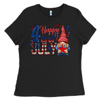 Black Happy 4th Of July with gnome Ladies Tee - HowdyJamesFarm