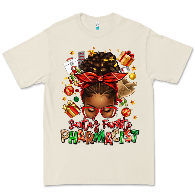 Santas Favorite Pharmacist Afro Messy Bun Premium Tee by texasbilliewilder | Teevron