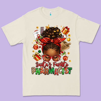 Santas Favorite Pharmacist Afro Messy Bun Premium Tee Designed By Texasbilliewilder