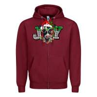 Burgundy Christmas joy black and white cow Zipper Hoodie - BarkalooDesign