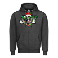 Charcoal Heather Christmas joy black and white cow Zipper Hoodie - BarkalooDesign