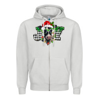 Dove Grey Christmas joy black and white cow Zipper Hoodie - BarkalooDesign