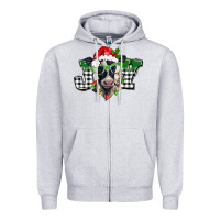 Heather Grey Christmas joy black and white cow Zipper Hoodie - BarkalooDesign
