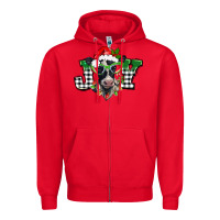 Red Christmas joy black and white cow Zipper Hoodie - BarkalooDesign
